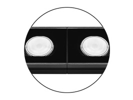 Rimless design, two items placed together as one item, no dark areas between two wall washers.